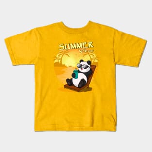 SUMMER VIBES, PANDA Kids T-Shirt